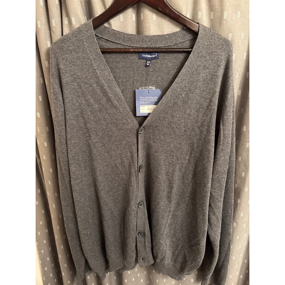 Croft & Barrow Mens XXL Iron Gray Heather Cardigan Sweater MC53S202RS NWT